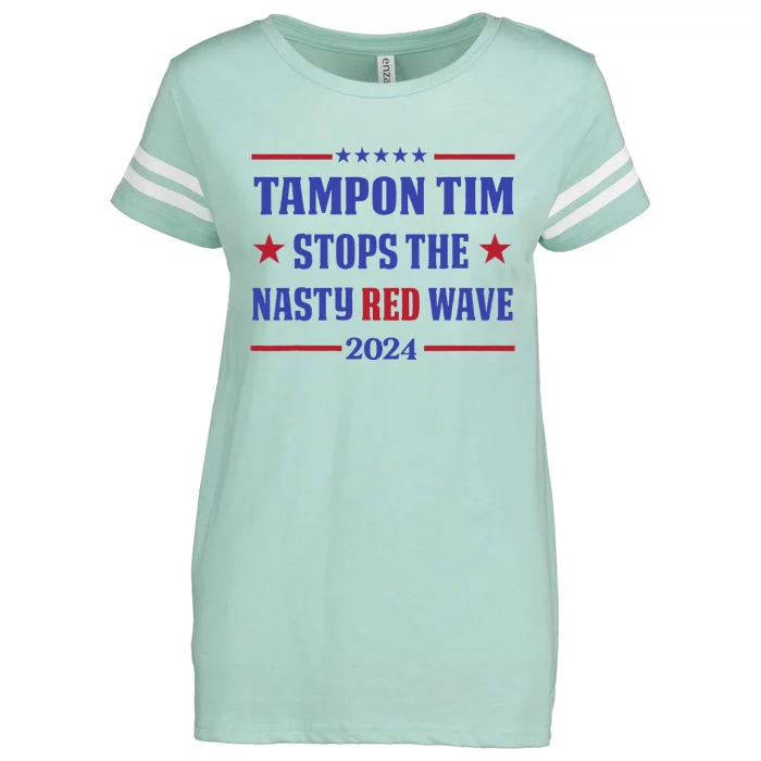 Tampon Tim Stops The Nasty Red Wave 2024 Tim Walz Harris Enza Ladies Jersey Football T-Shirt