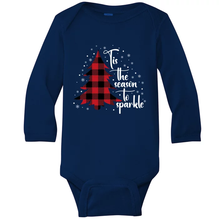 Tis The Season To Buffalo Plaid Christmas Tree Gift Baby Long Sleeve Bodysuit