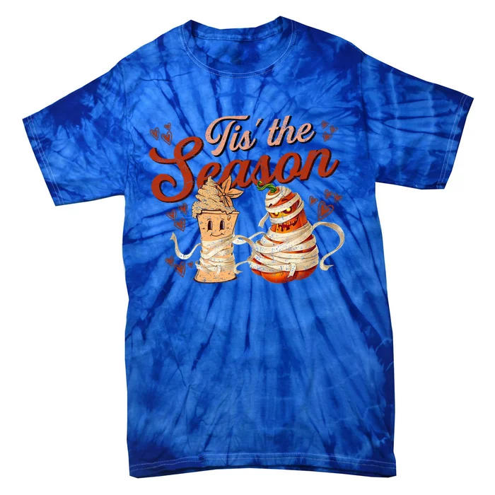 Tis The Season Pumpkin Spice Funny Fall Vibes Autumn Retro Gift Tie-Dye T-Shirt