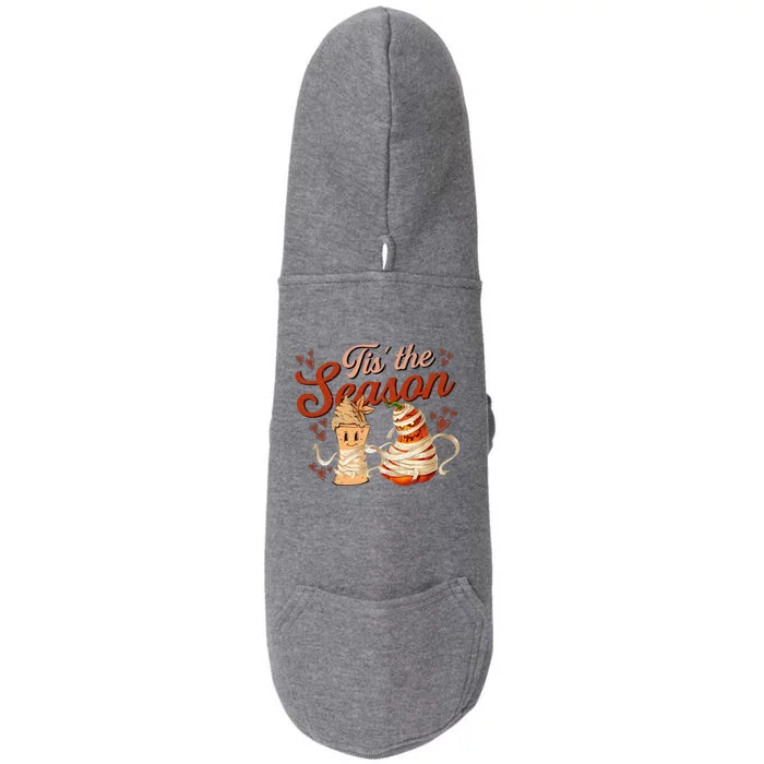 Tis The Season Pumpkin Spice Funny Fall Vibes Autumn Retro Gift Doggie 3-End Fleece Hoodie