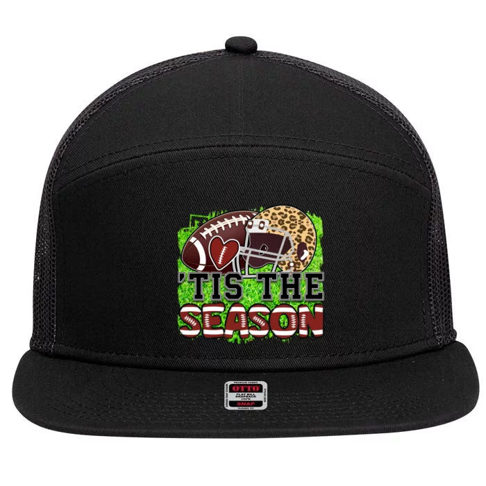 Tis The Season Cheetah Football Helmet 7 Panel Mesh Trucker Snapback Hat