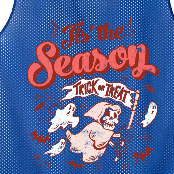 Tis' The Season Skeleton Ghost Retro Halloween Costume Party Cool Gift Mesh Reversible Basketball Jersey Tank