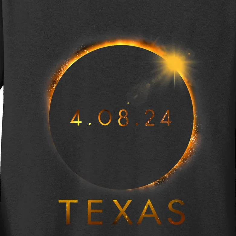 Texas Total Solar Eclipse April 8 2024 Texas Solar Eclipse Kids Long Sleeve Shirt