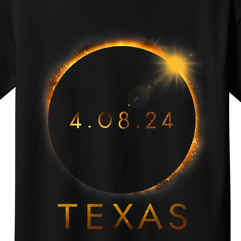 Texas Total Solar Eclipse April 8 2024 Texas Solar Eclipse Kids T-Shirt