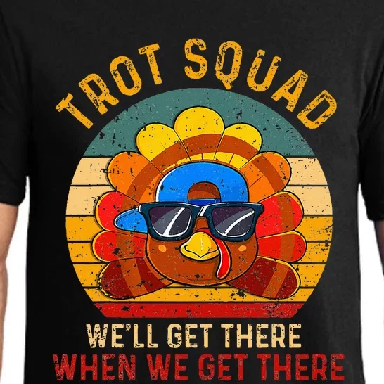 Turkey Trot Squad Funny Thanksgiving Running Pajama Set