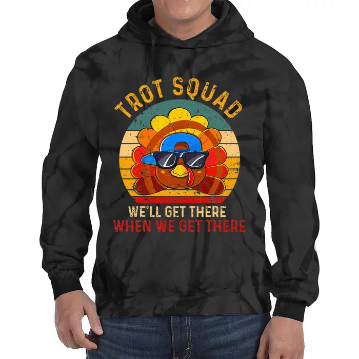 Turkey Trot Squad Funny Thanksgiving Running Tie Dye Hoodie