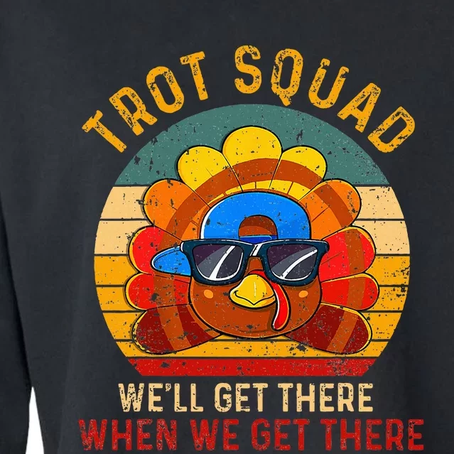 Turkey Trot Squad Funny Thanksgiving Running Cropped Pullover Crew