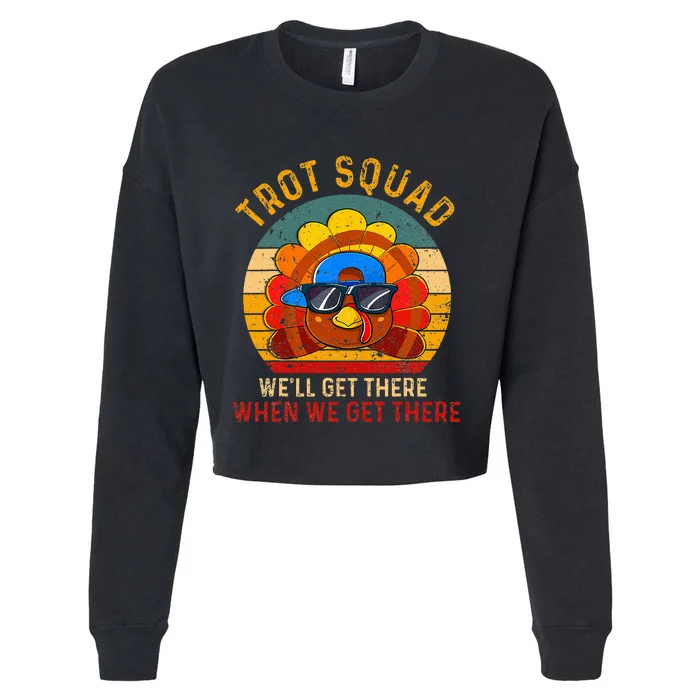 Turkey Trot Squad Funny Thanksgiving Running Cropped Pullover Crew