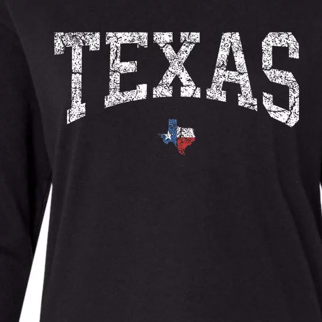 Texas Texas State Map Flag Womens Cotton Relaxed Long Sleeve T-Shirt