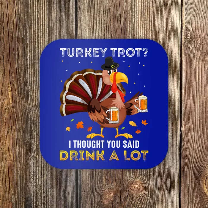 Turkey Trot Squad Running Drinking Thanksgiving Coaster