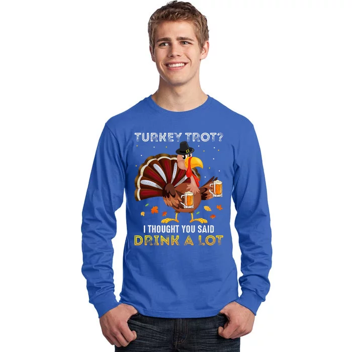 Turkey Trot Squad Running Drinking Thanksgiving Tall Long Sleeve T-Shirt