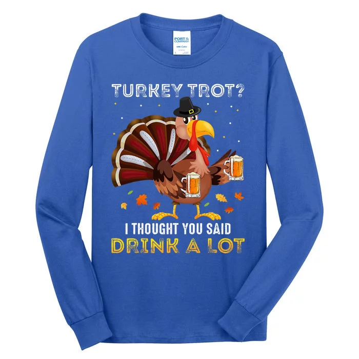 Turkey Trot Squad Running Drinking Thanksgiving Tall Long Sleeve T-Shirt