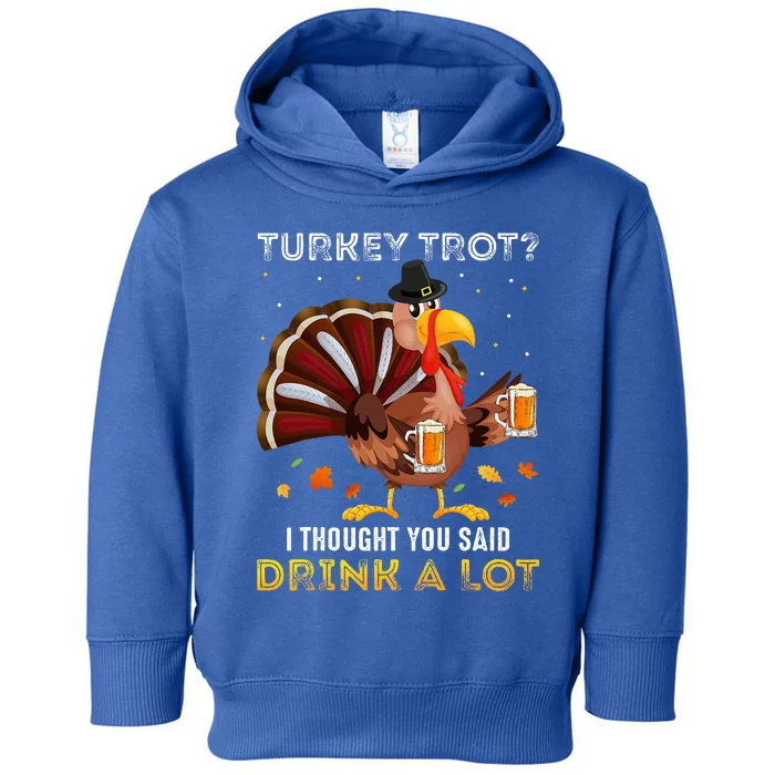 Turkey Trot Squad Running Drinking Thanksgiving Toddler Hoodie