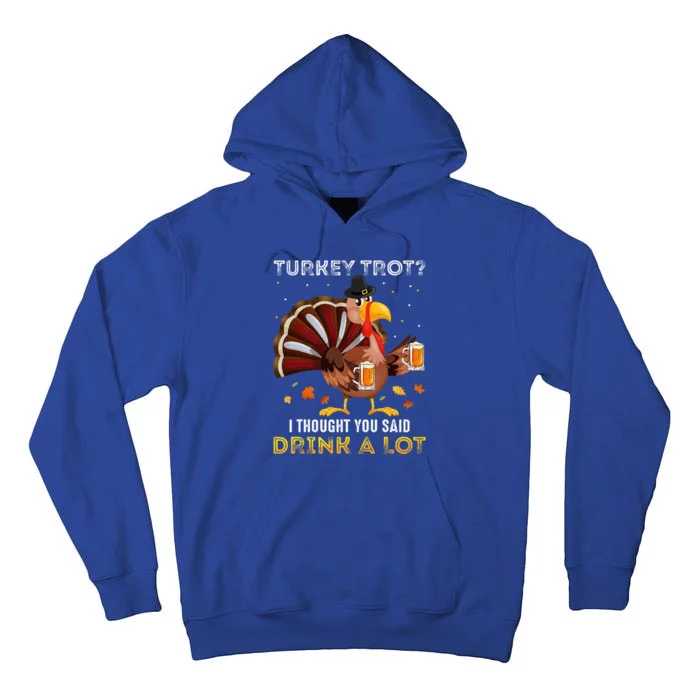 Turkey Trot Squad Running Drinking Thanksgiving Tall Hoodie