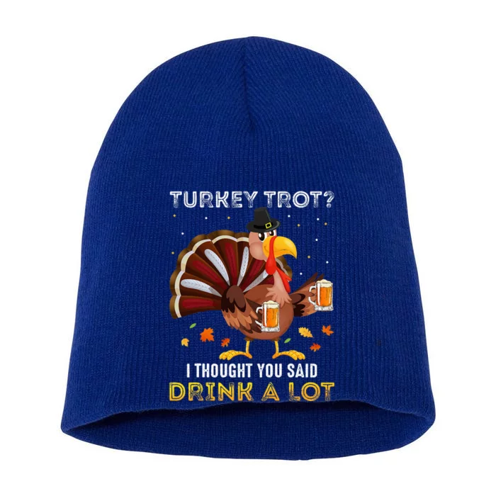 Turkey Trot Squad Running Drinking Thanksgiving Short Acrylic Beanie