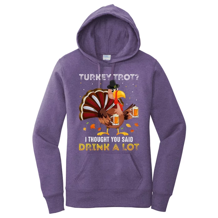 Turkey Trot Squad Running Drinking Thanksgiving Women's Pullover Hoodie