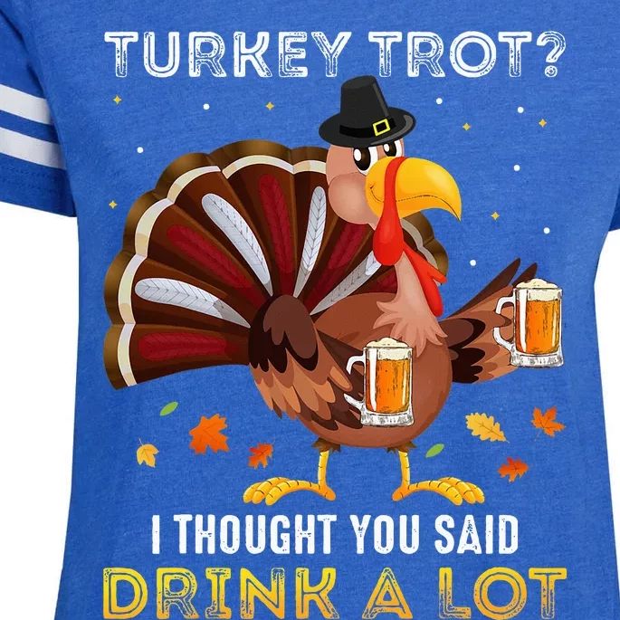 Turkey Trot Squad Running Drinking Thanksgiving Enza Ladies Jersey Football T-Shirt