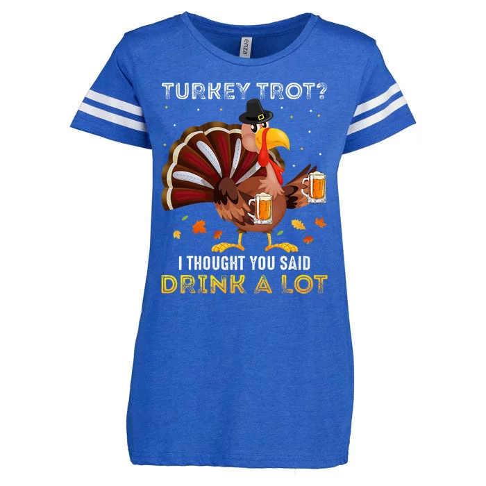 Turkey Trot Squad Running Drinking Thanksgiving Enza Ladies Jersey Football T-Shirt