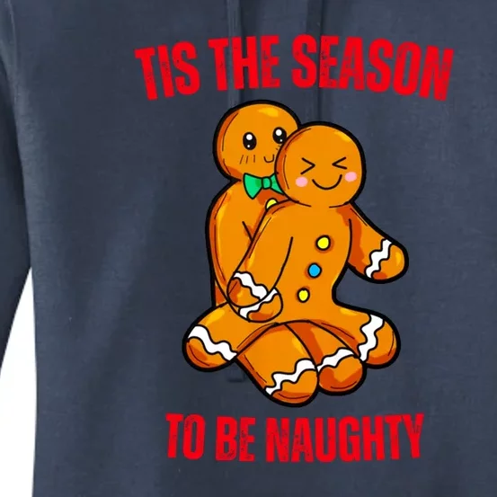 Tis The Season To Be Naughty Gingerbread Couple Christmas Women's Pullover Hoodie