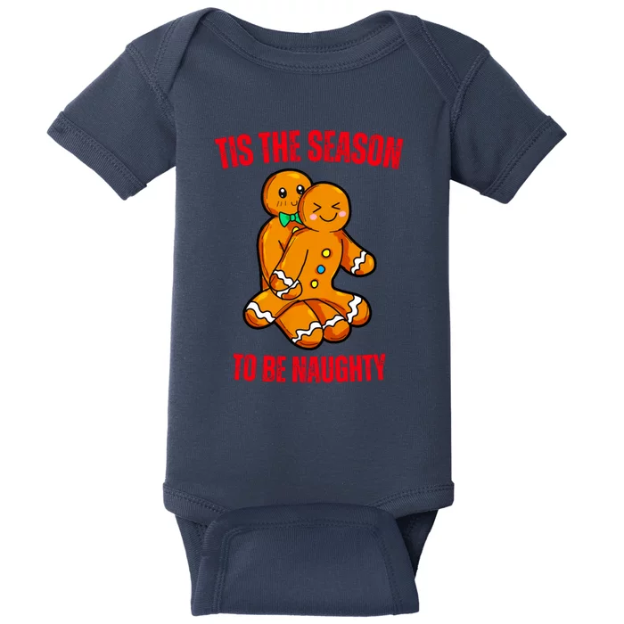 Tis The Season To Be Naughty Gingerbread Couple Christmas Baby Bodysuit