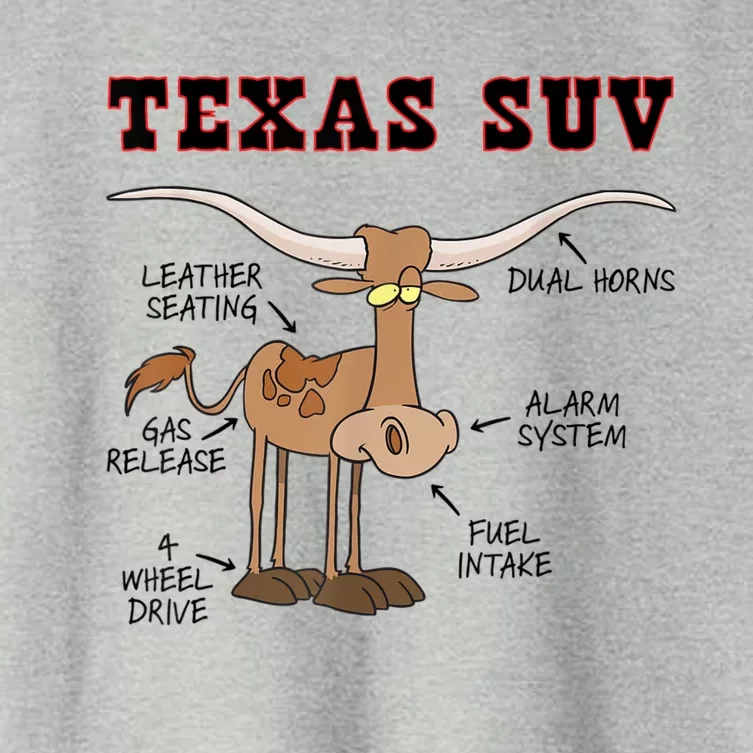 Texas TX SUV Funny Joke Longhorn Cattle Cow Women's Crop Top Tee