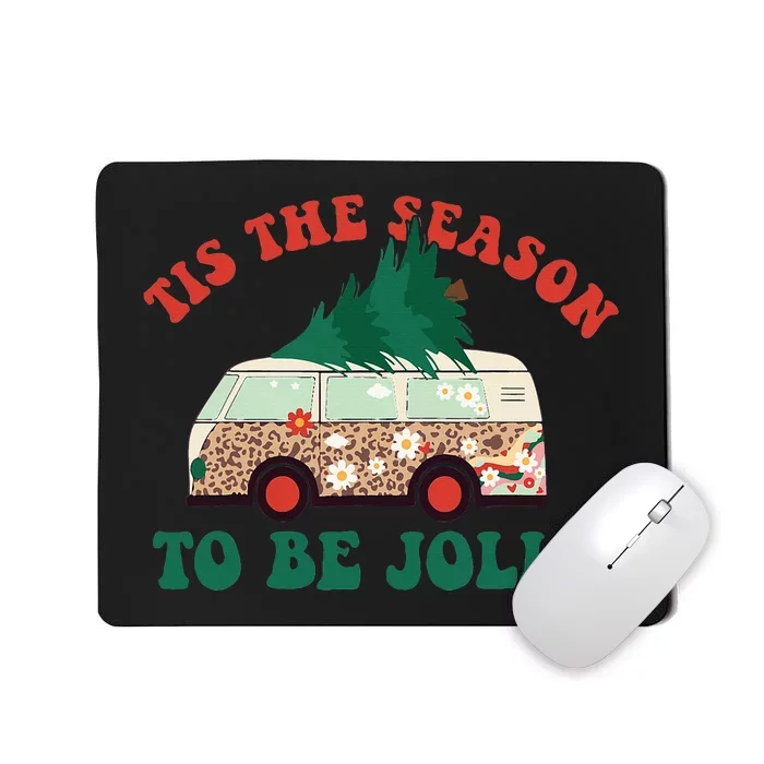 Tis The Season To Be Jolly Tree Xmas Groovy Retro Christmas Mousepad