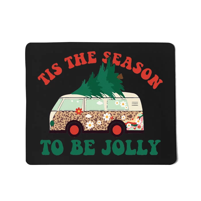 Tis The Season To Be Jolly Tree Xmas Groovy Retro Christmas Mousepad