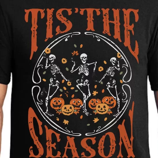 Tis The Season Halloween Fall Skeletons Dancing Pajama Set