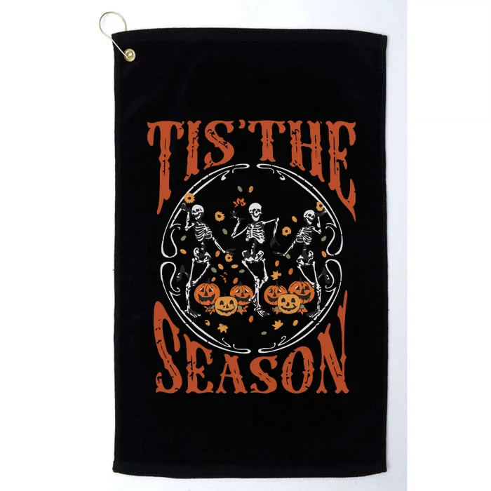 Tis The Season Halloween Fall Skeletons Dancing Platinum Collection Golf Towel