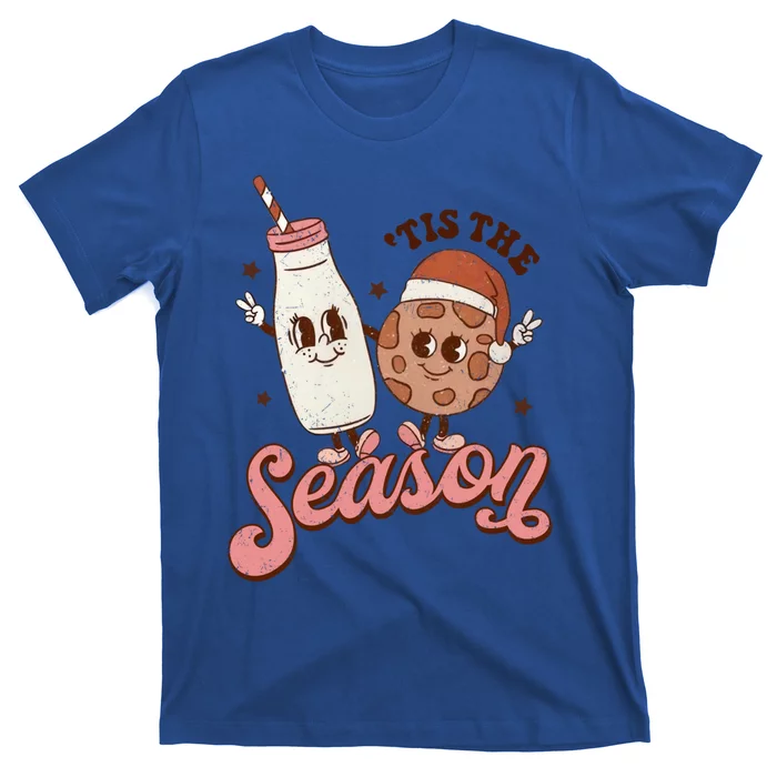 Tis The Season Cookie Milk Santa Hat Christmas Retro Xmas Meaningful Gift T-Shirt