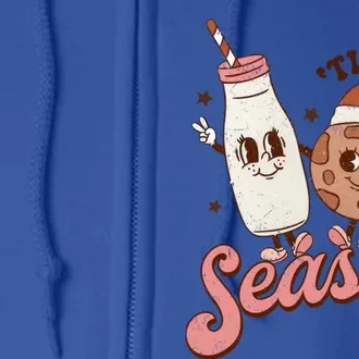 Tis The Season Cookie Milk Santa Hat Christmas Retro Xmas Meaningful Gift Full Zip Hoodie