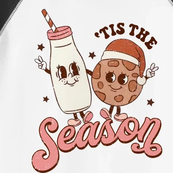 Tis The Season Cookie Milk Santa Hat Christmas Retro Xmas Meaningful Gift Toddler Fine Jersey T-Shirt