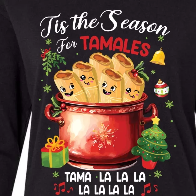 Tis The Season For Tamales Retro Mexican Food Holidays Womens Cotton Relaxed Long Sleeve T-Shirt