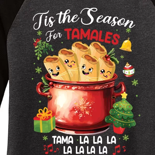 Tis The Season For Tamales Retro Mexican Food Holidays Women's Tri-Blend 3/4-Sleeve Raglan Shirt