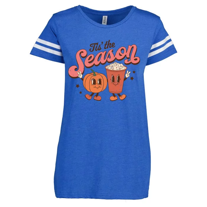 Tis The Season Pumpkin Spice Latte Halloween Gift Enza Ladies Jersey Football T-Shirt