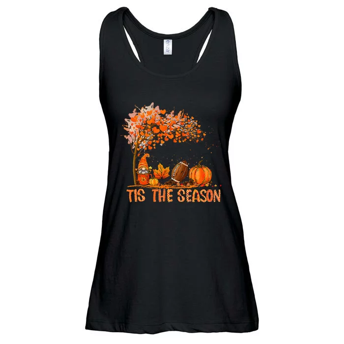 Tis The Season Gnome Pumpkin Spice Football Thanksgiving Ladies Essential Flowy Tank