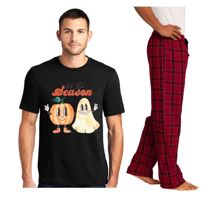 Tis The Season Retro Halloween Fall Ghost Pumpkin Girl Gift Pajama Set