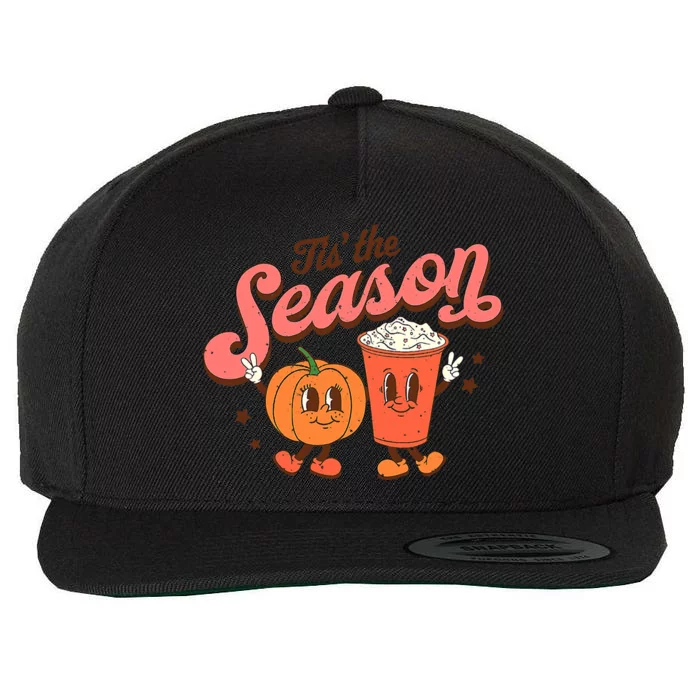 Tis The Season Pumpkin Spice Funny Fall Vibes Retro Wool Snapback Cap