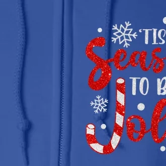 Tis The Season To Be Jolly Snowflake Christmas Pajama Xmas Gift Full Zip Hoodie