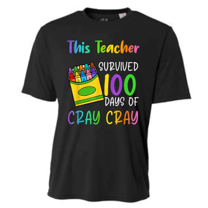 This Teacher Survived 100 Days Of Cray Cray Cooling Performance Crew T-Shirt