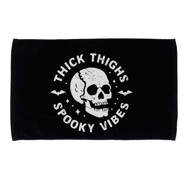 Thick Thighs Spooky Vibes Skull Funny Halloween Gift Microfiber Hand Towel