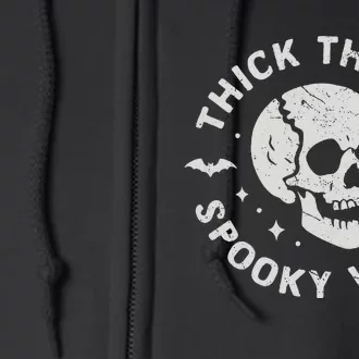 Thick Thighs Spooky Vibes Skull Funny Halloween Gift Full Zip Hoodie