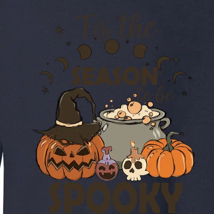 Tis The Season Retro Halloween Cute Ghost Gift Toddler Sweatshirt