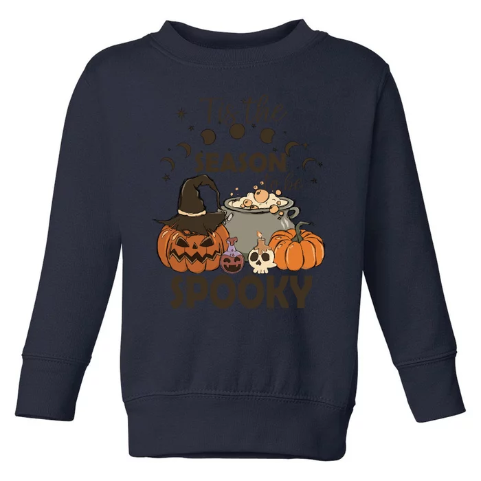 Tis The Season Retro Halloween Cute Ghost Gift Toddler Sweatshirt