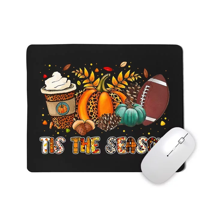 Tis The Season Leopard Pumpkin Football Halloween Fall Mousepad