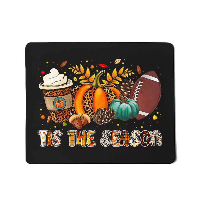 Tis The Season Leopard Pumpkin Football Halloween Fall Mousepad