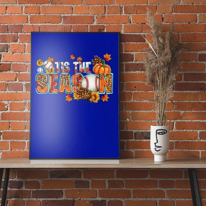 Tis The Season Leopard Pumpkin Baseball Halloween Fall Vibes Cute Gift Poster