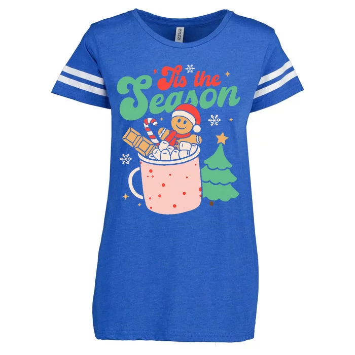 Tis The Season Christmas Hot Cocoa Gingerbread Cookie Pajama Enza Ladies Jersey Football T-Shirt