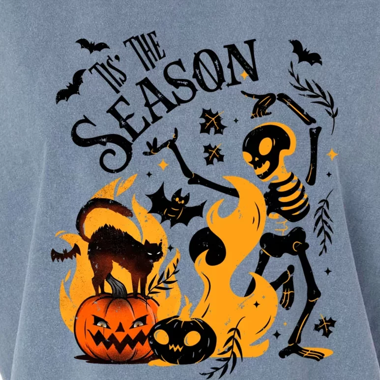 Tis The Season Retro Skeleton Funny Halloween Party Costume Gift Garment-Dyed Women's Muscle Tee