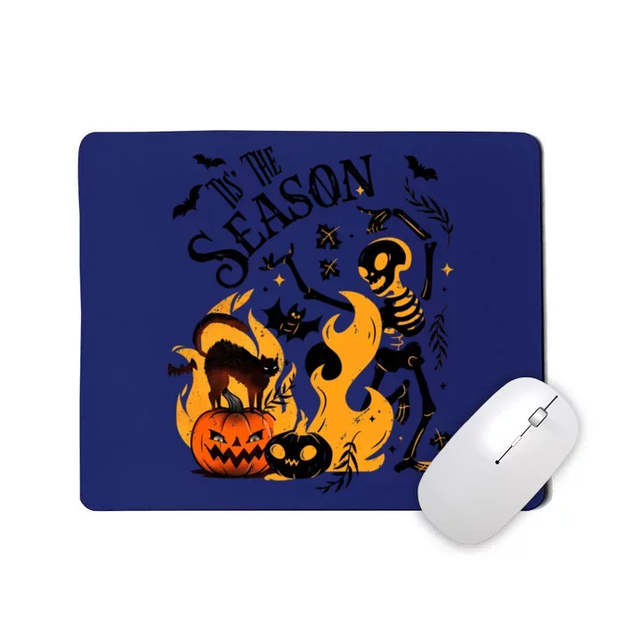 Tis The Season Retro Skeleton Funny Halloween Party Costume Gift Mousepad